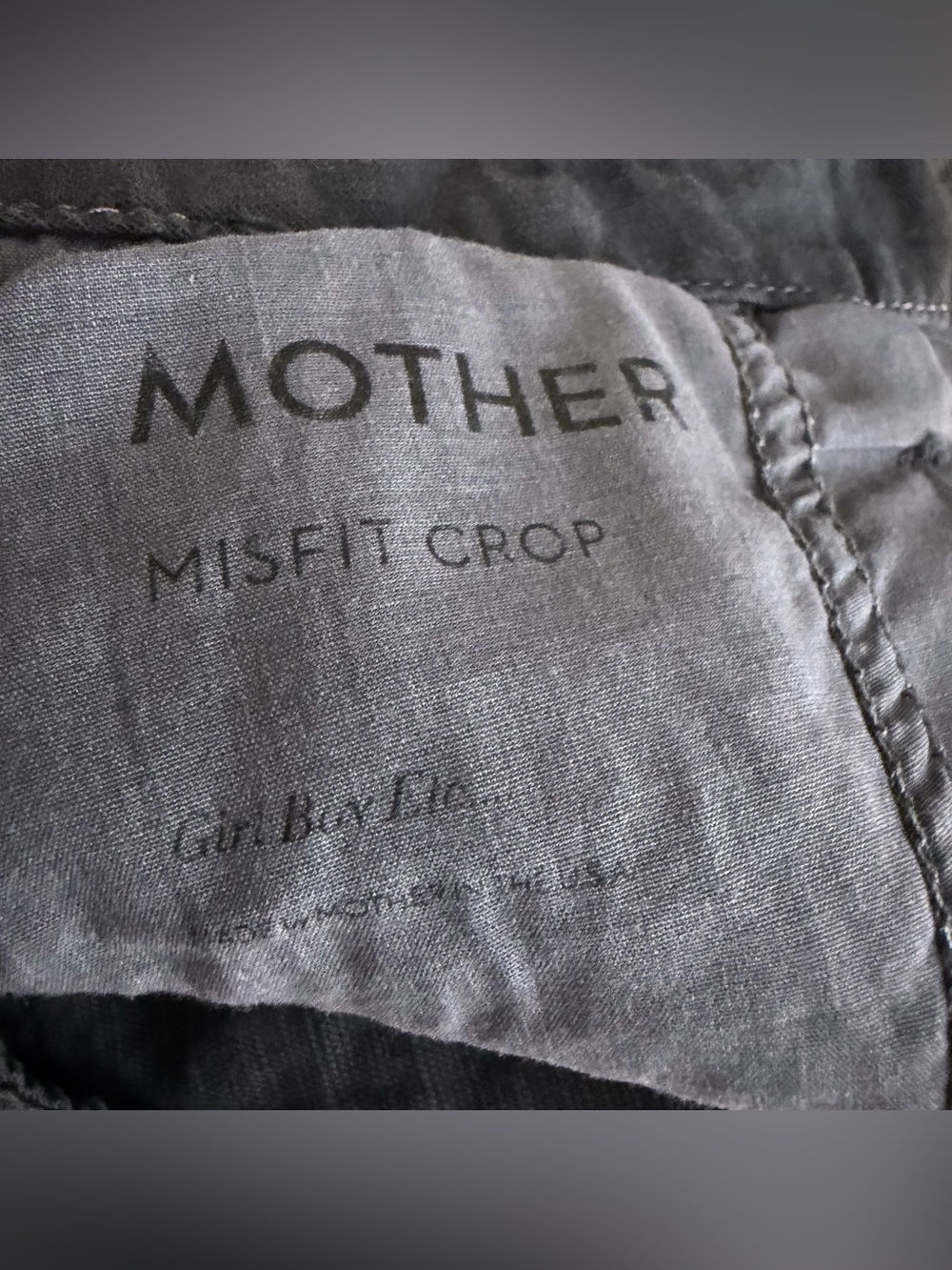 Mother The Misfit Crop Girl Boy etc charcoal Pants Size 26 - Picture 7 of 16